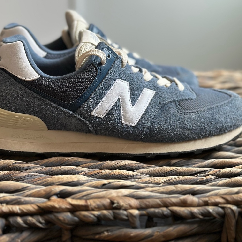 New Balance Blue Suede & Mesh Sneakers with White Logo